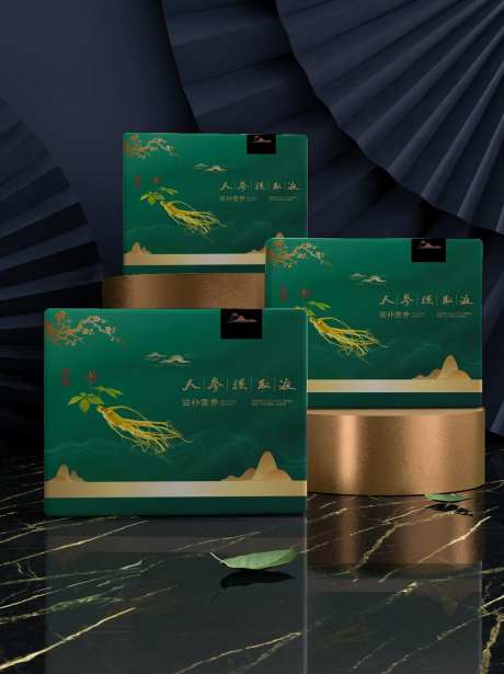 人参饮品高端礼盒包装设计-采灵感-https://www.cailinggan.com/