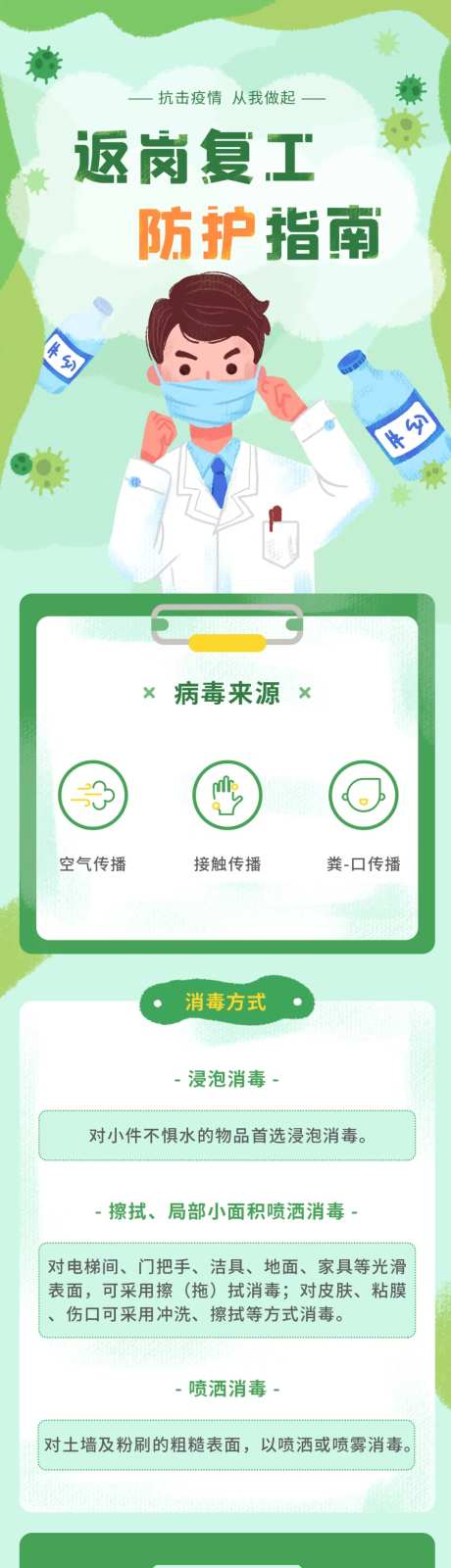 绿色返岗复工疫情注意长图海报-采灵感-https://www.cailinggan.com/