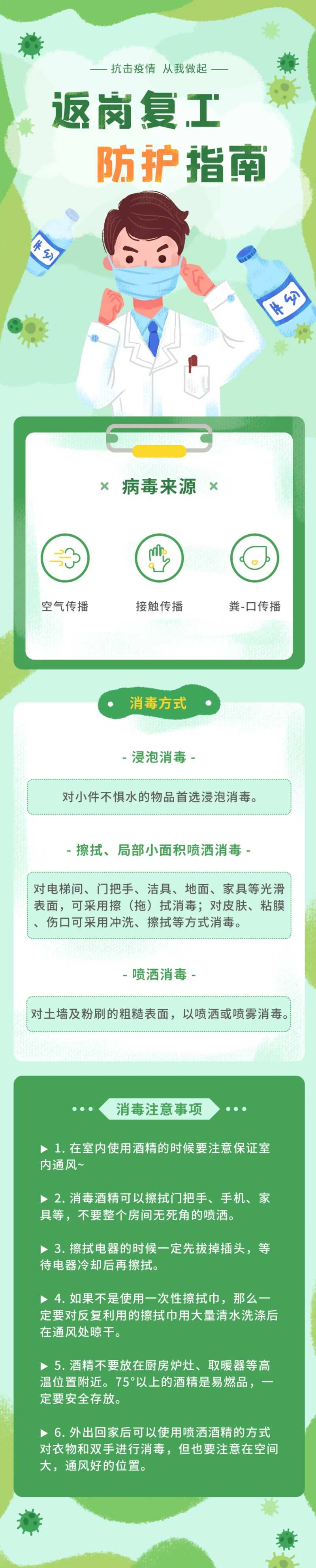 绿色返岗复工疫情注意长图海报-采灵感-cailinggan.com