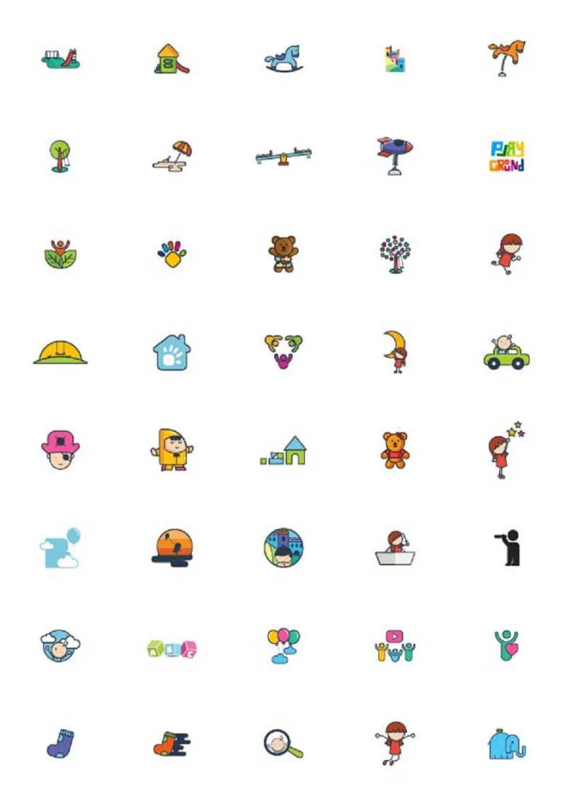 卡通儿童扁平风UI图标icon-采灵感-cailinggan.com