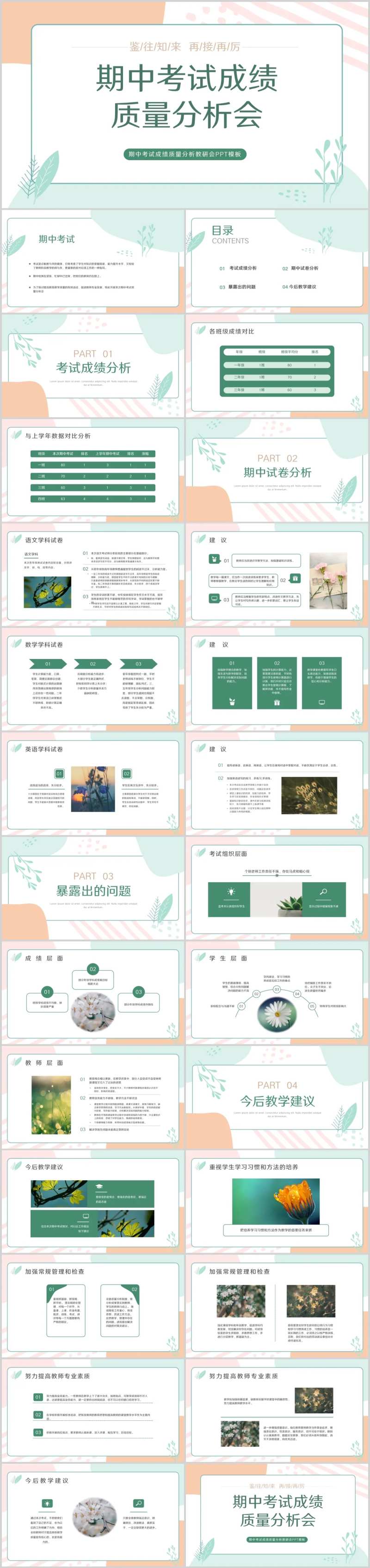 小清新期中考试成绩质量分析教研会PP-采灵感-cailinggan.com