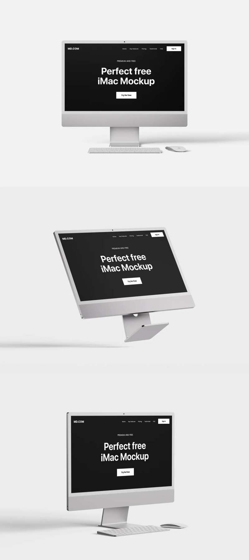 银色干净极简iMAC模型贴图样机-采灵感-cailinggan.com