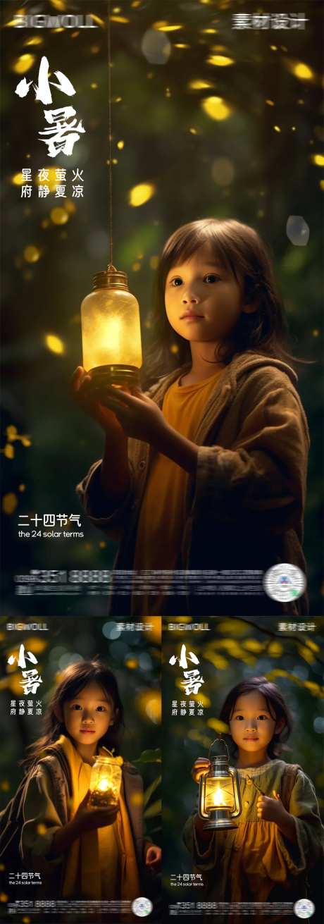 小暑萤火虫女孩海报-采灵感-https://www.cailinggan.com/