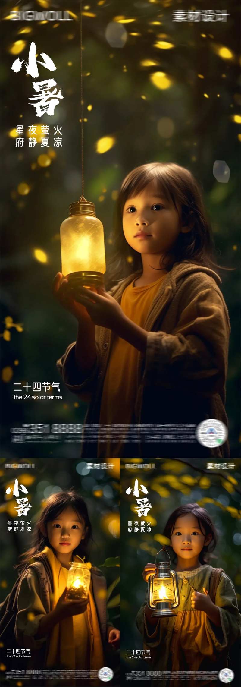 小暑萤火虫女孩海报-采灵感-cailinggan.com