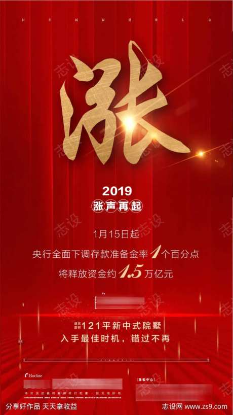 红金色房地产房价上涨微信海报-采灵感-https://www.cailinggan.com/