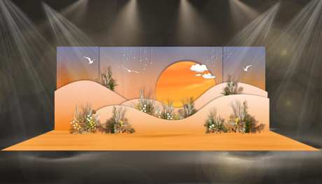 橙色日落风婚礼效果图-采灵感-https://www.cailinggan.com/