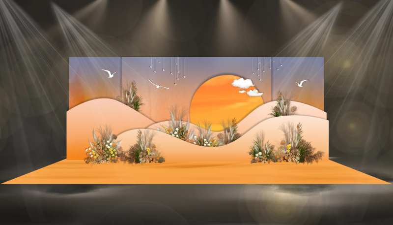 橙色日落风婚礼效果图-采灵感-cailinggan.com