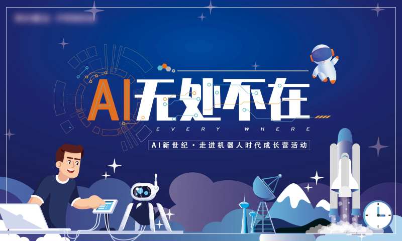 AI科技机器人参观活动展板-采灵感-cailinggan.com