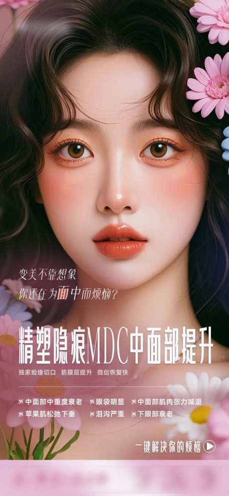 医美MDC中面部提升海报-采灵感-https://www.cailinggan.com/