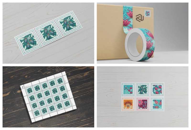 信纸邮票信封样机-采灵感-cailinggan.com