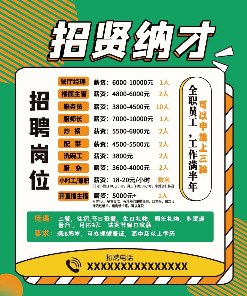 餐饮招聘宣传海报-采灵感-cailinggan.com