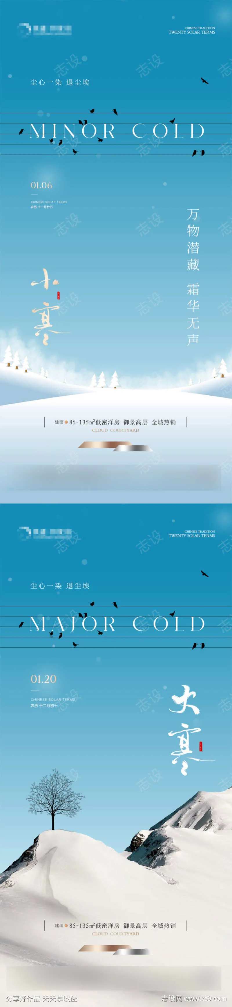 地产小寒大寒晴朗海报-采灵感-cailinggan.com