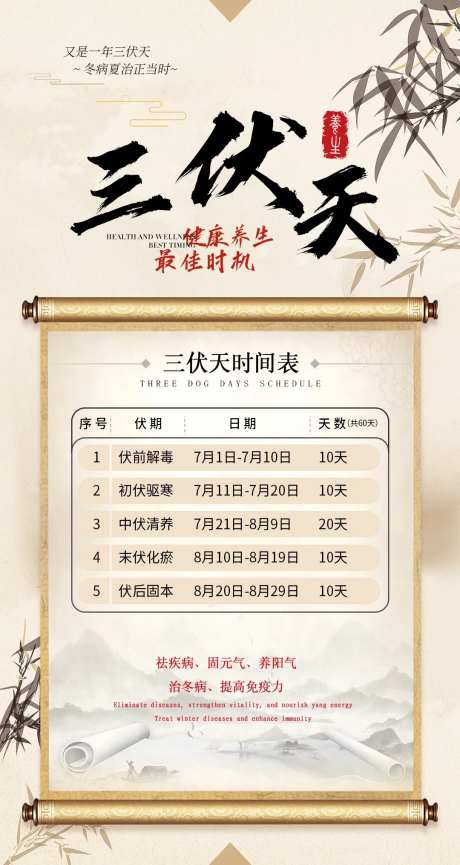 三伏天时间表海报-采灵感-https://www.cailinggan.com/