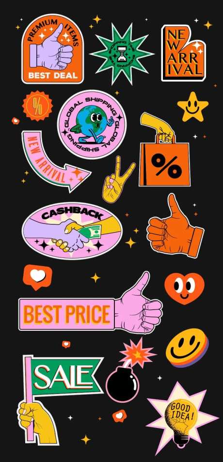 潮流插画贴纸-采灵感-https://www.cailinggan.com/