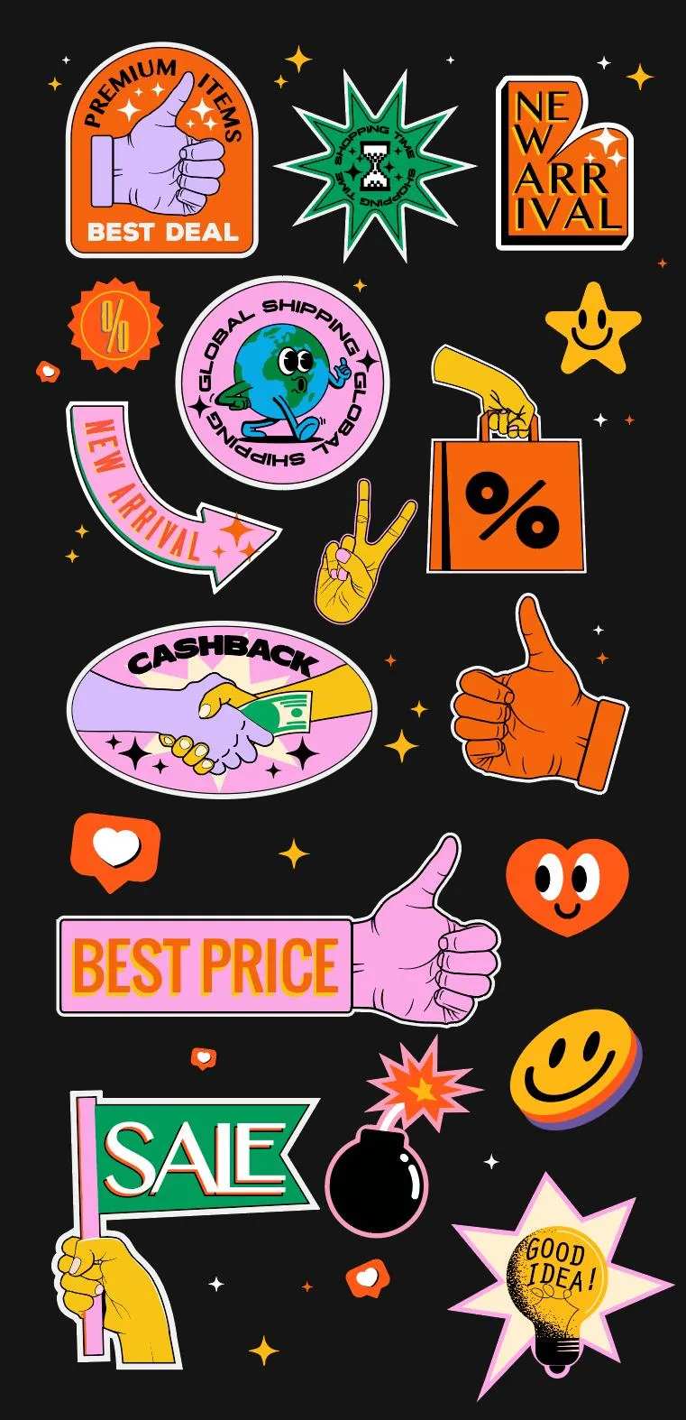 潮流插画贴纸-采灵感-cailinggan.com