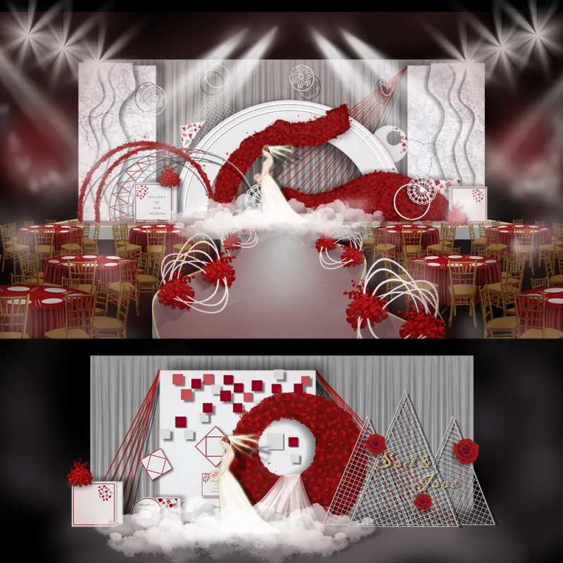 红色高贵婚礼主题场景-采灵感-cailinggan.com