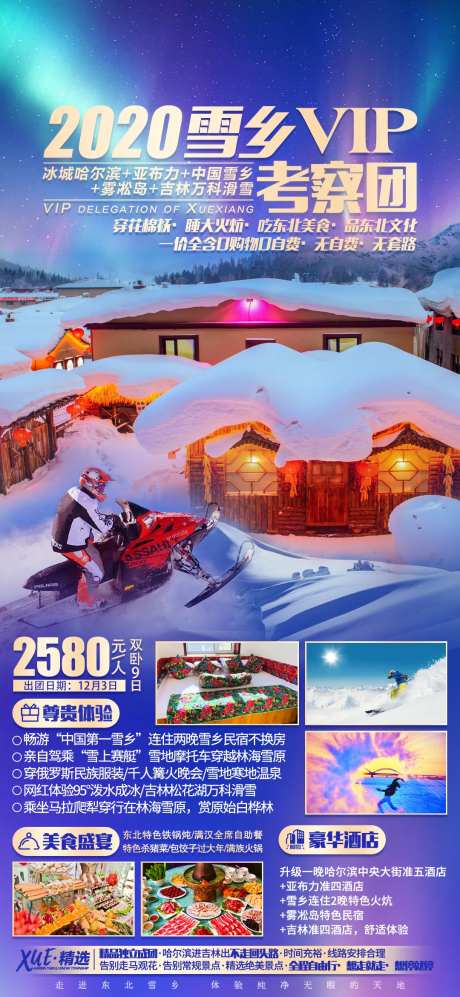 雪乡考察团东北旅游海报-采灵感-https://www.cailinggan.com/