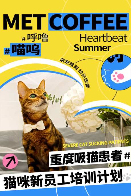 猫咖休闲活动海报-采灵感-https://www.cailinggan.com/
