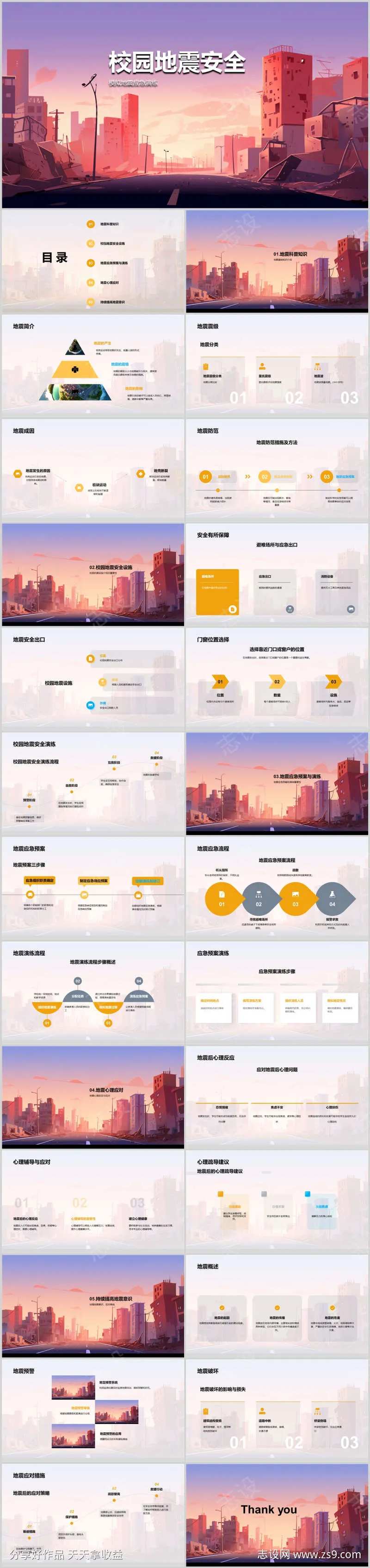 校园地震安全PPT-采灵感-cailinggan.com