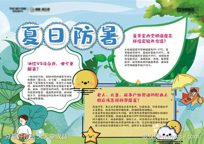 夏日防暑小知识小报展板-采灵感-cailinggan.com