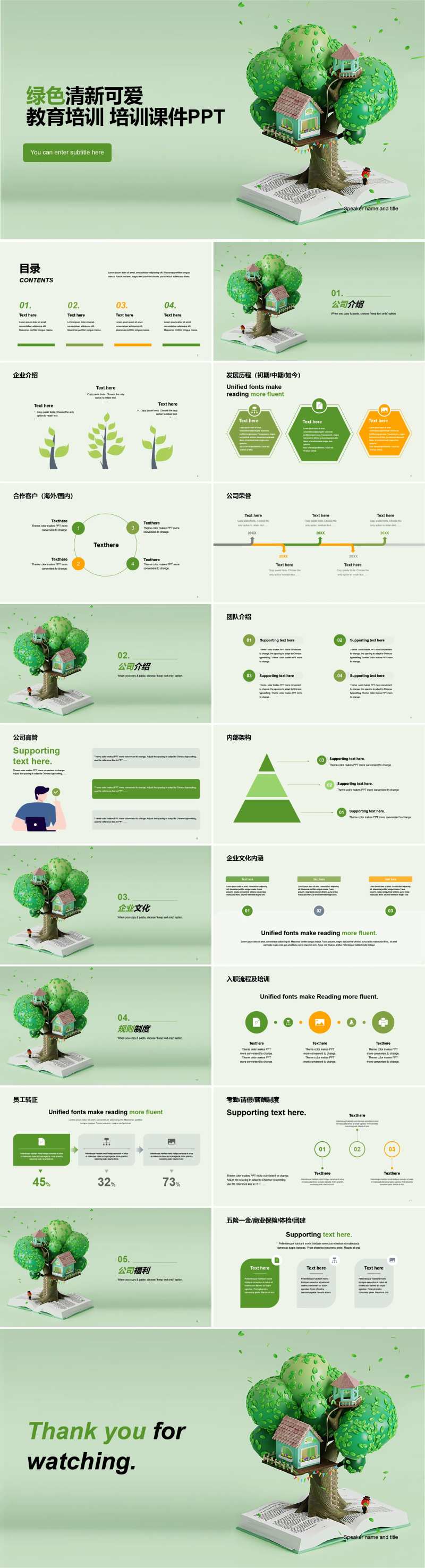 绿色清新可爱教育培训课件PPT-采灵感-cailinggan.com