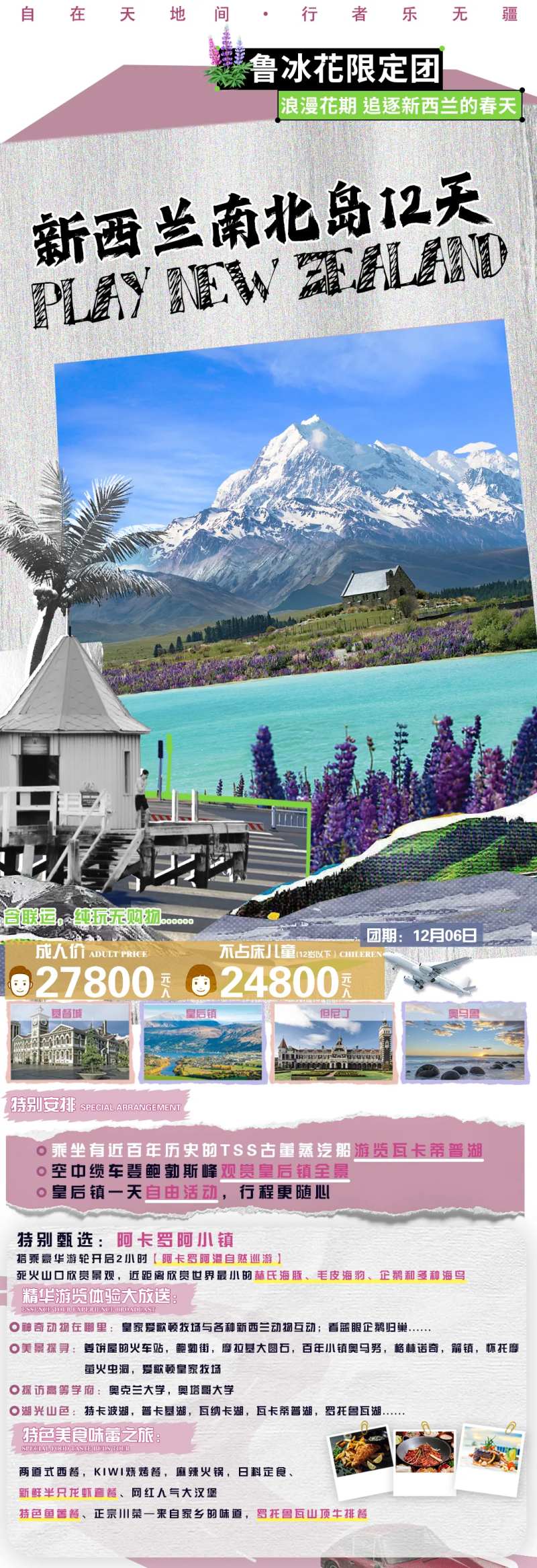 新西兰南北岛旅游长图海报-采灵感-cailinggan.com