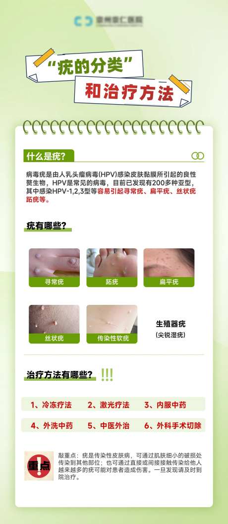 疣的种类治疗方法科普海报 -采灵感-https://www.cailinggan.com/