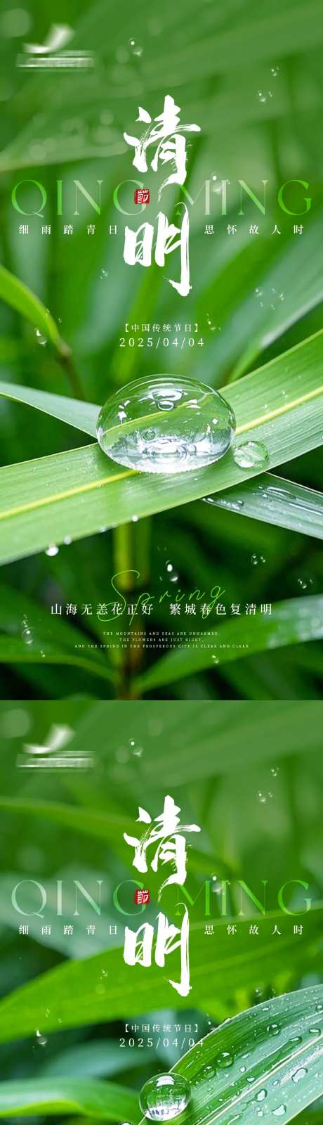 清透植物清明节海报-采灵感-https://www.cailinggan.com/