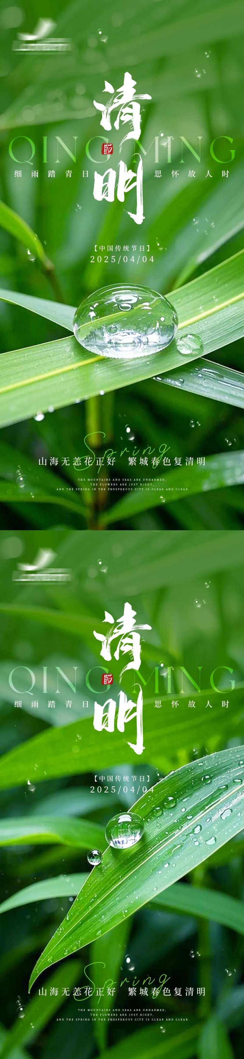 清透植物清明节海报-采灵感-cailinggan.com