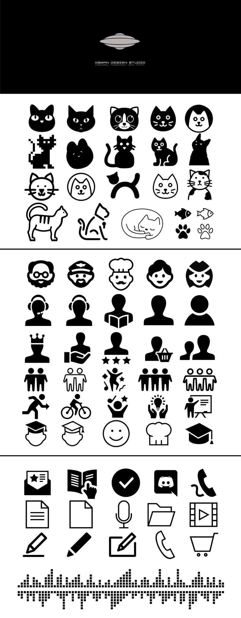 动物猫狗人物工具小图标合集设计-采灵感-cailinggan.com