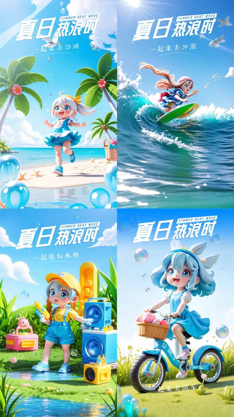 夏日热浪沙滩活动海报-采灵感-cailinggan.com