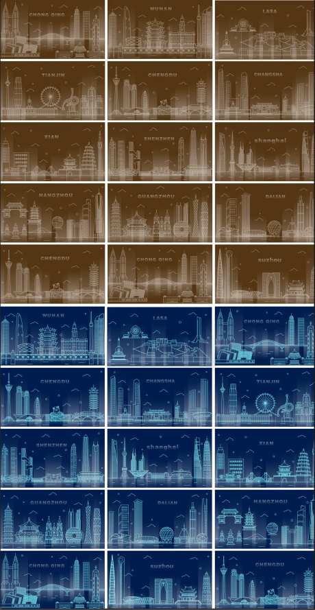 拉萨天津大连等15城地标系列海报展板-采灵感-https://www.cailinggan.com/