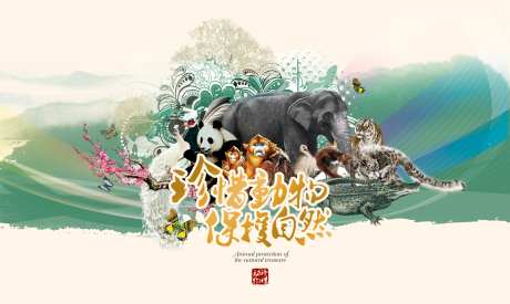 珍惜动物保护自然活动背景板-采灵感-https://www.cailinggan.com/