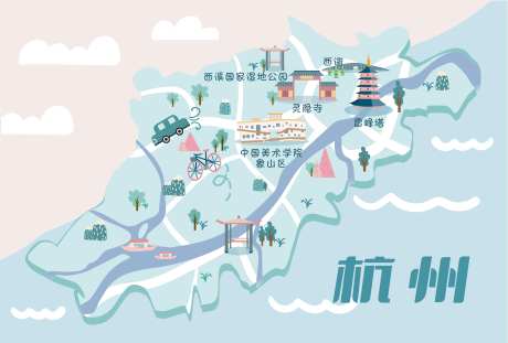 杭州旅游地图导览图-采灵感-https://www.cailinggan.com/