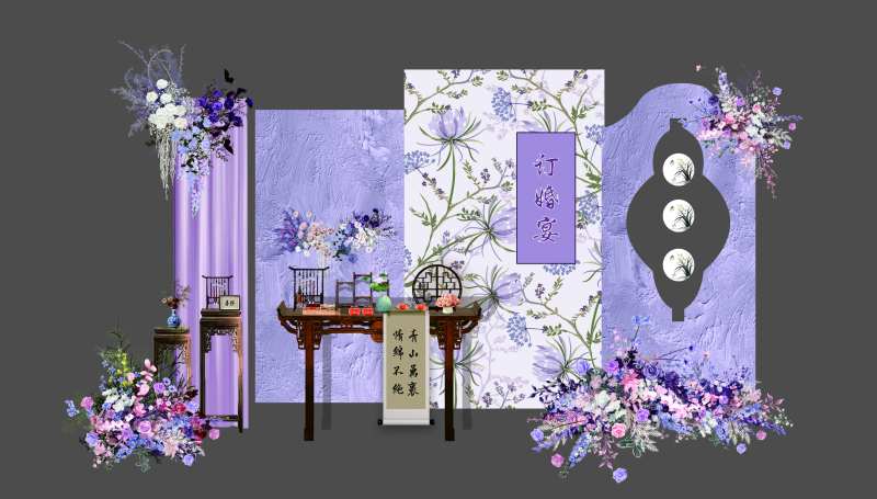 新中式花卉订婚宴回门宴答谢宴美陈-采灵感-cailinggan.com