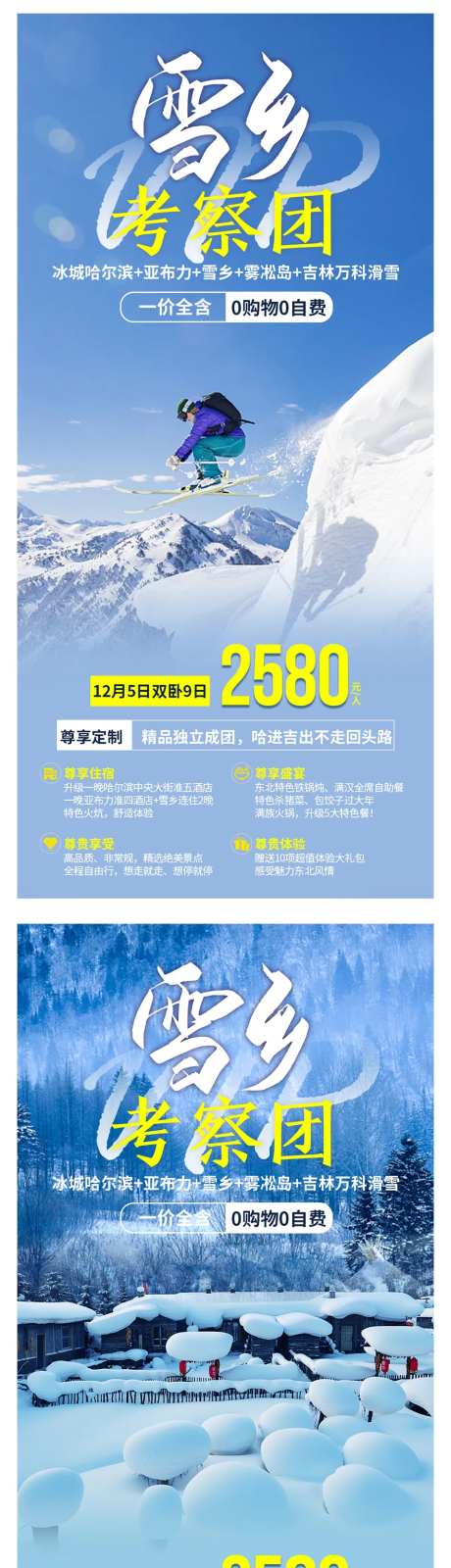 雪乡VIP考察团旅游海报-采灵感-https://www.cailinggan.com/