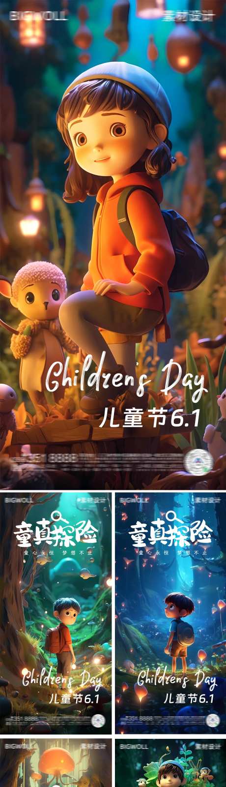 儿童节冒险特辑系列海报-采灵感-https://www.cailinggan.com/