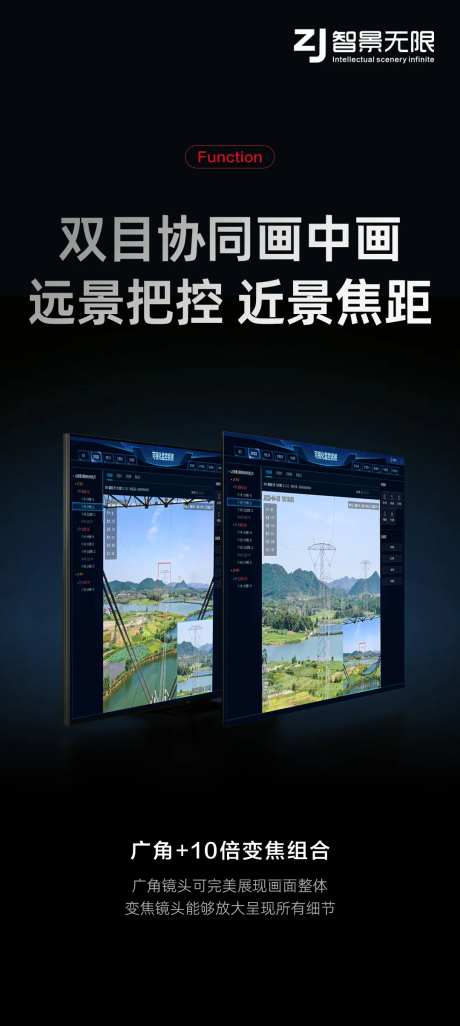 变焦镜头监控双显示器后台展示海报-采灵感-https://www.cailinggan.com/