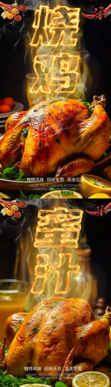 烧烤烧鸡美食海报系列-采灵感-https://www.cailinggan.com/
