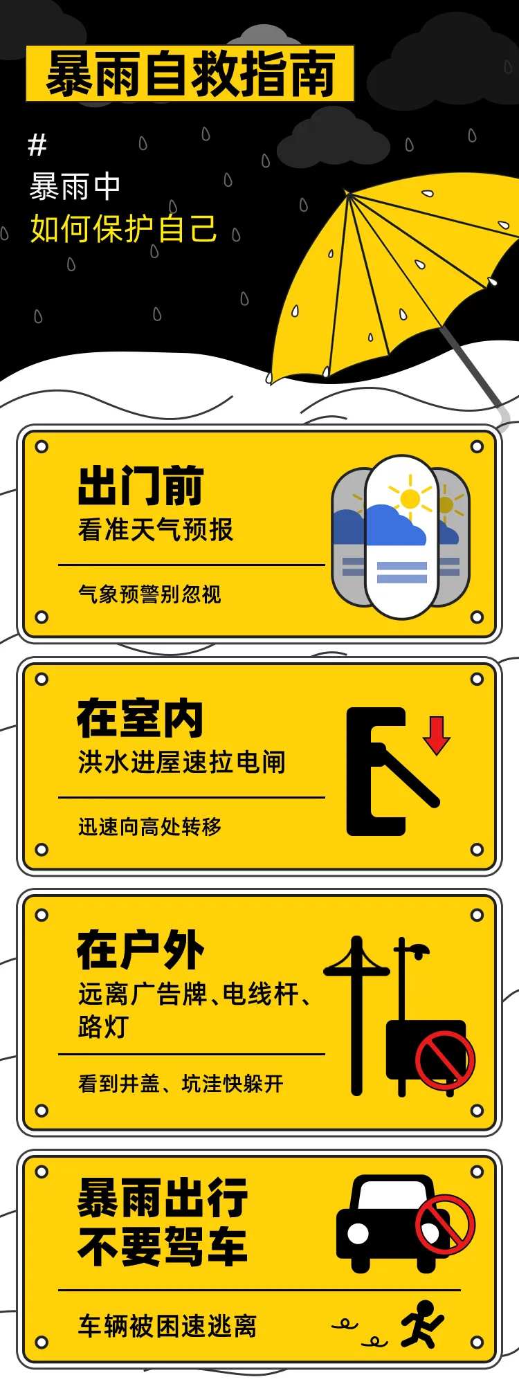 打雷暴雨注意事项公告牌-采灵感-cailinggan.com