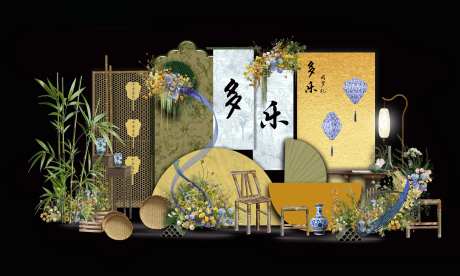 南洋风宝宝宴迎宾区美陈-采灵感-https://www.cailinggan.com/