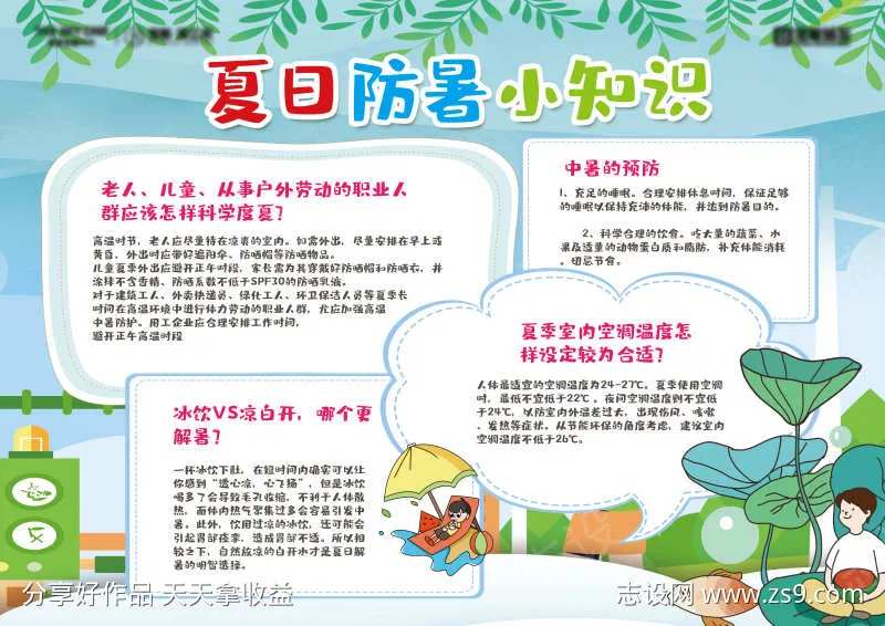 夏日防暑小知识小报展板-采灵感-cailinggan.com