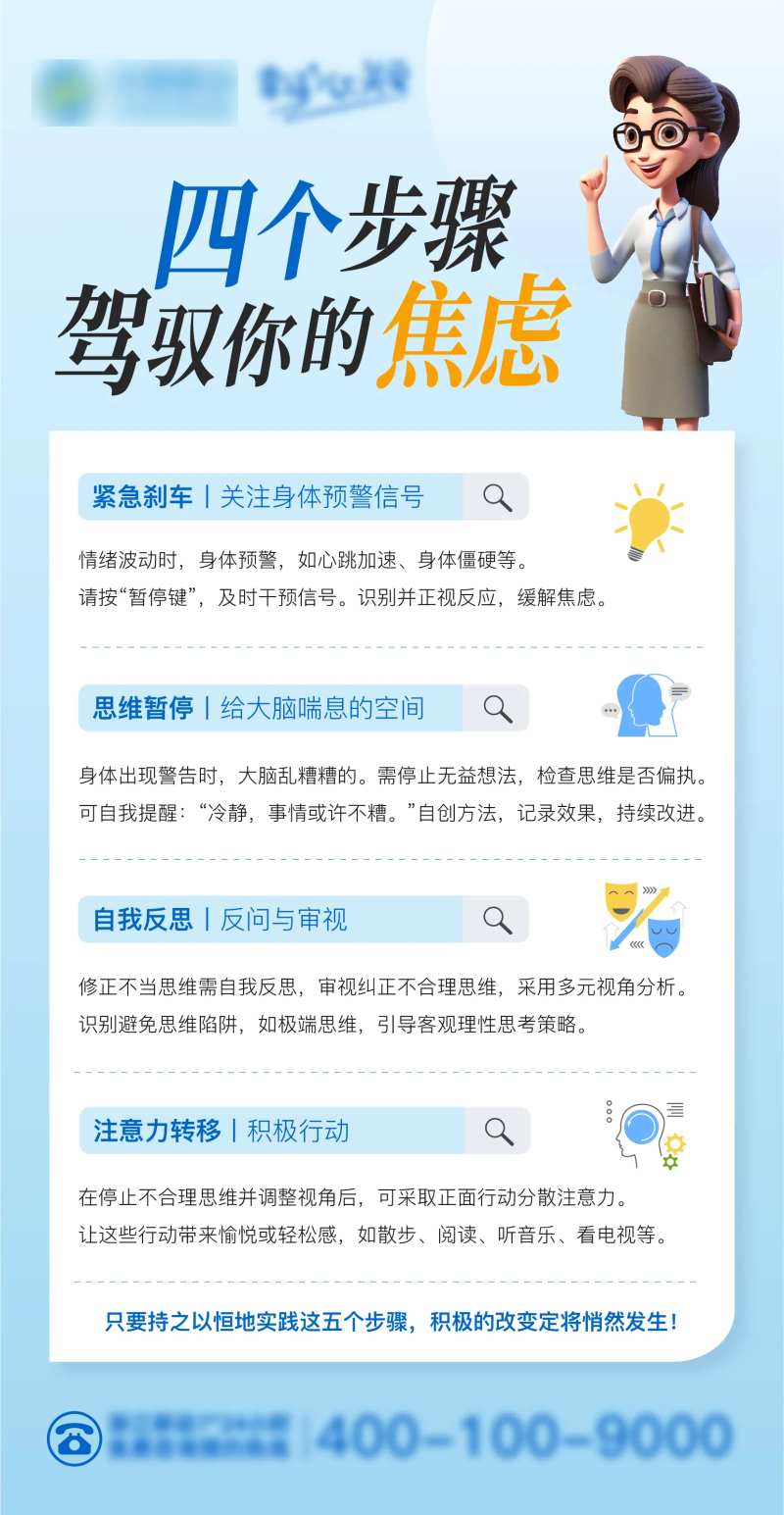 四个步骤改善焦虑海报-采灵感-cailinggan.com