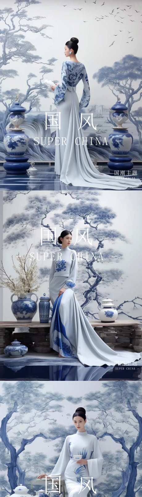 国潮青花瓷国风优雅系列海报-采灵感-https://www.cailinggan.com/