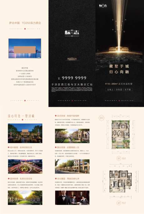 黑金房地产别墅豪宅高端圈层名人三折页-采灵感-https://www.cailinggan.com/