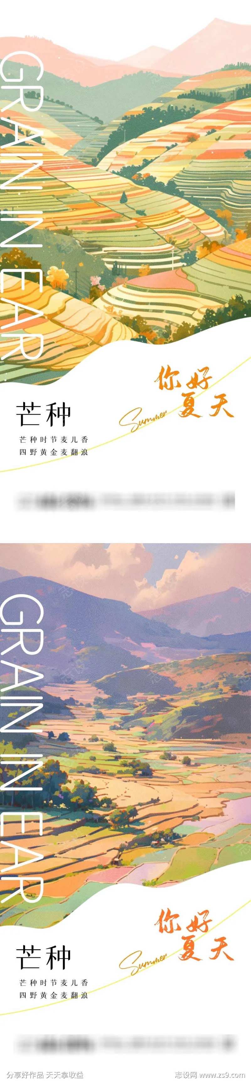 芒种梯田系列海报-采灵感-cailinggan.com