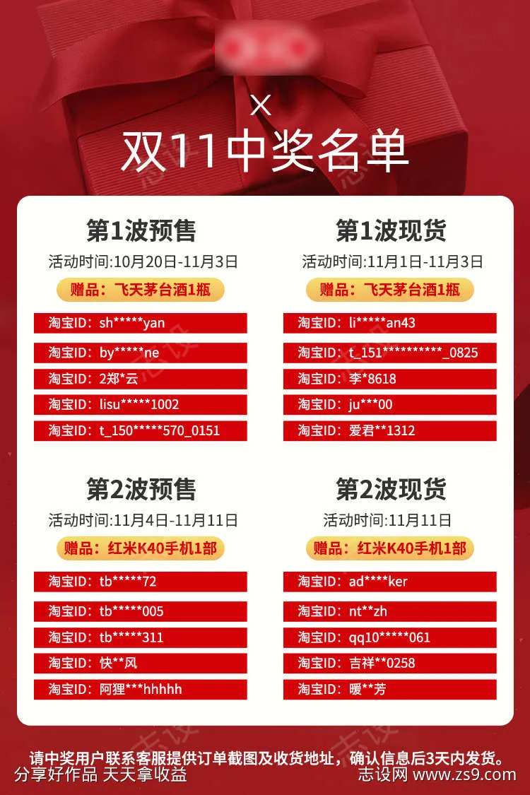 年会中奖名单海报-采灵感-cailinggan.com