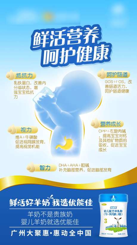 鲜活营养呵护健康奶粉海报 -采灵感-https://www.cailinggan.com/