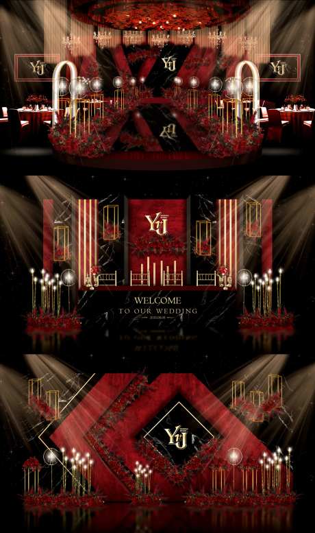 红黑大理石婚礼活动展板-采灵感-https://www.cailinggan.com/
