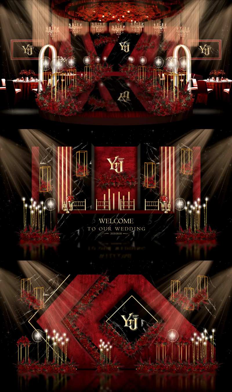 红黑大理石婚礼活动展板-采灵感-cailinggan.com